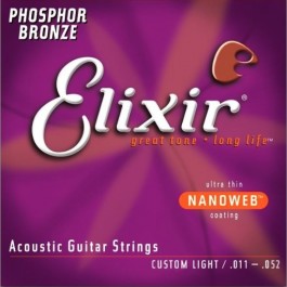 χορδες - Elixir Acoustic Phosphor Nano Custom Light 011-52 Ακουστική Κιθάρα