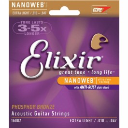 χορδες - Elixir Acoustic Phosphor Nano Extra Light 010-47 Ακουστική Κιθάρα