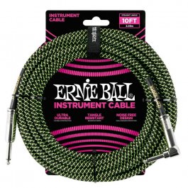 Ernie Ball 6077 Braided Black - Green 3.00m Καλώδιο οργάνου INSTRUMENT Μουσικα Οργανα - Κιθαρες - Kagmakis Guitars