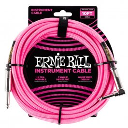 Ernie Ball 6078 Braided Angled Neon Pink 3.00m Καλώδιο οργάνου INSTRUMENT Μουσικα Οργανα - Κιθαρες - Kagmakis Guitars