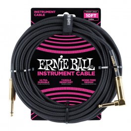 Ernie Ball 6081 Καλώδιο Braided Καρφί-Γωνία 3m Black PRODUCTS FROM XML Μουσικα Οργανα - Κιθαρες - Kagmakis Guitars