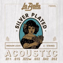 La Bella 700ML Silver Plated Medium Light 011-052 Σετ 6 χορδές ακουστικής κιθάρας ACOUSTIC GUITAR SET Μουσικα Οργανα - Κιθαρες - Kagmakis Guitars