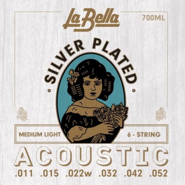 La Bella 700ML Silver Plated Medium Light 011-052 Σετ 6 χορδές ακουστικής κιθάρας ACOUSTIC GUITAR SET Μουσικα Οργανα - Κιθαρες - Kagmakis Guitars