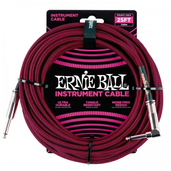 Ernie Ball 6062 Καλώδιο Braided Καρφί-Γωνία 7,6m Black Red PRODUCTS FROM XML Μουσικα Οργανα - Κιθαρες - Kagmakis Guitars